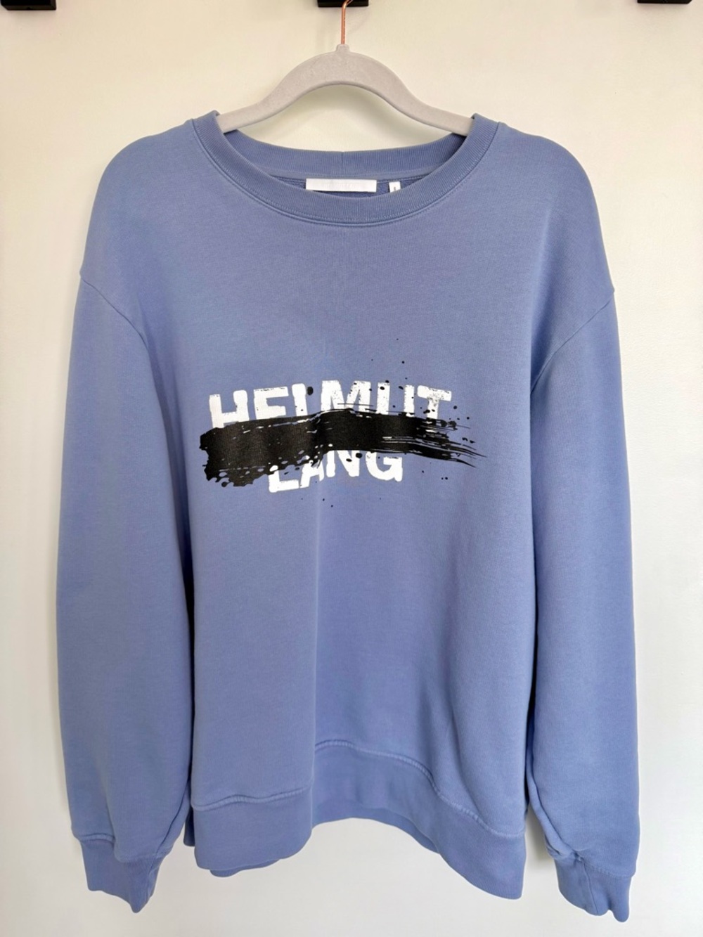 Helmut Lang Blue Stencil Cotton Crewneck Sweatshirt - Unisex Large